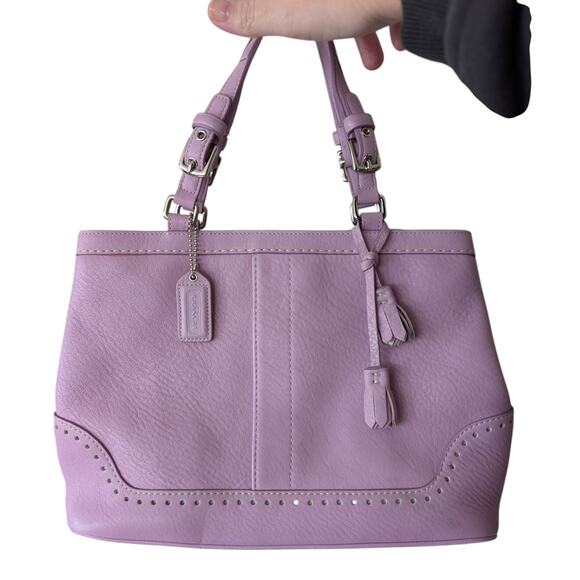 Coach Handbags - Coach Hampton lilac pebble leather hand bag Purse Satchel Light Purple Y2K